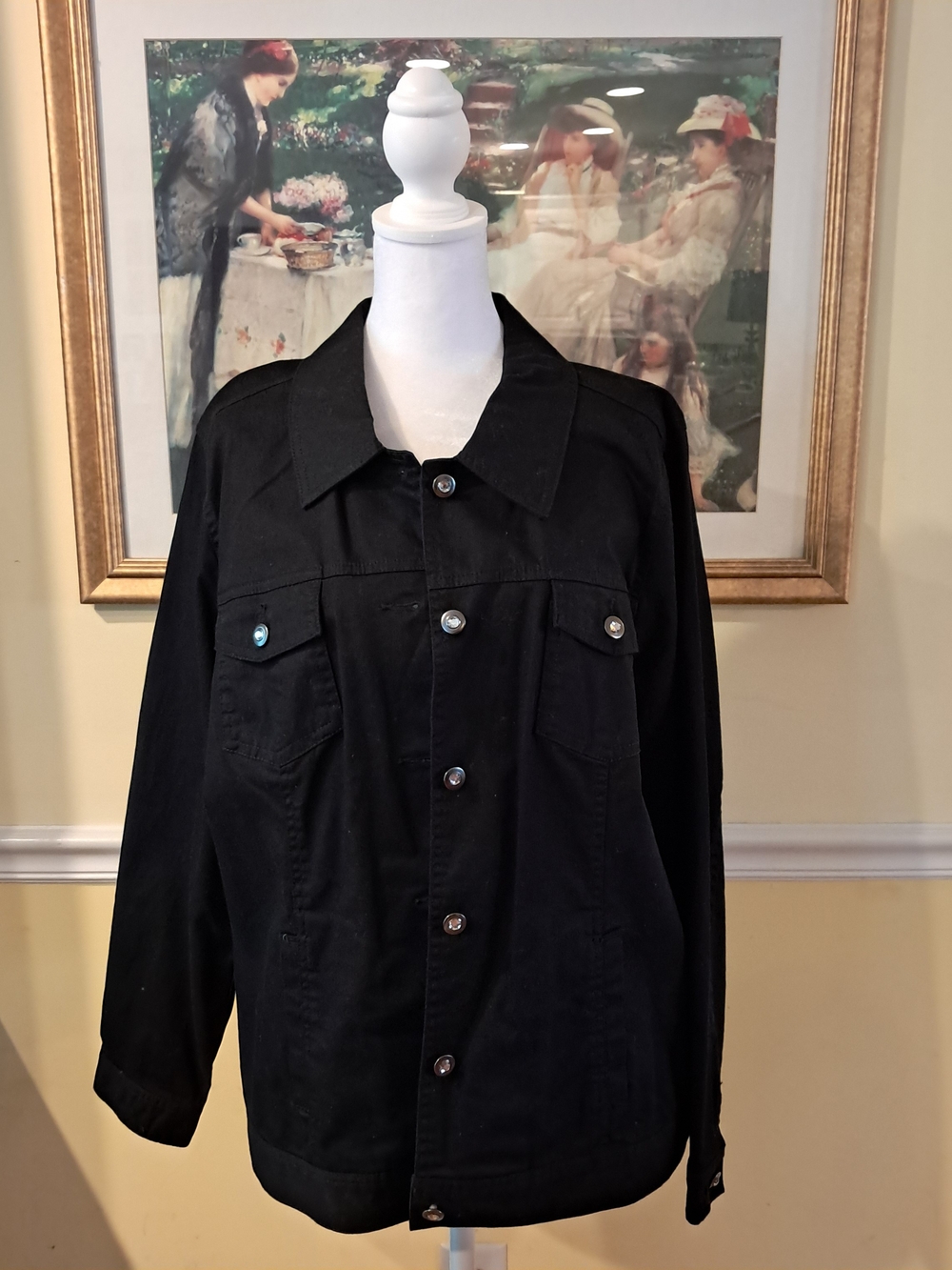 d & CO. Classic Black Women's Button-Front Jacket Size L